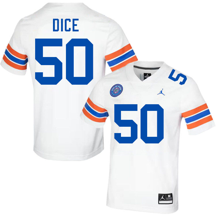 Tavaris Dice Florida Jersey,Florida Gators #50 Tavaris Dice Uniforms,Jersey Youth-Throwback White